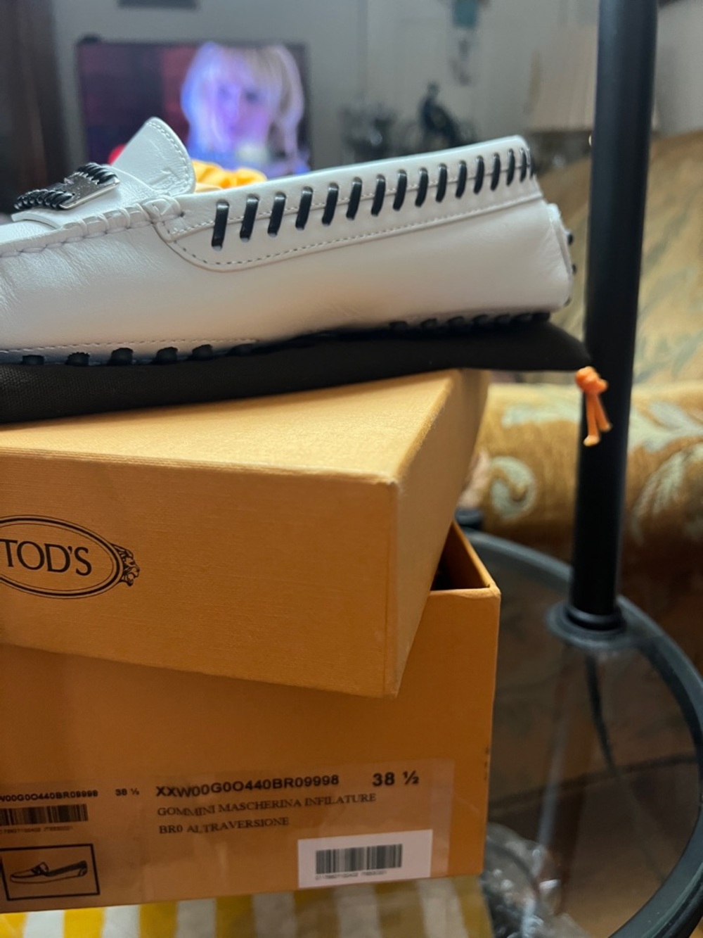 Tod's White Leather Driving Loafers with Gunmetal Bit - Picture 2 of 12
